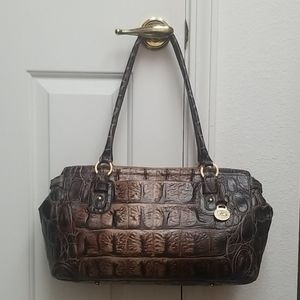 Large BRAHMIN Gorgeous Leather Satchel crocodile